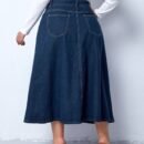 Retro Plus Size High Waist Buttoned A-Line Denim Skirt