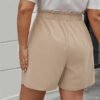 Plus Size Wide-Leg Drawstring Cargo Shorts – Korean Style