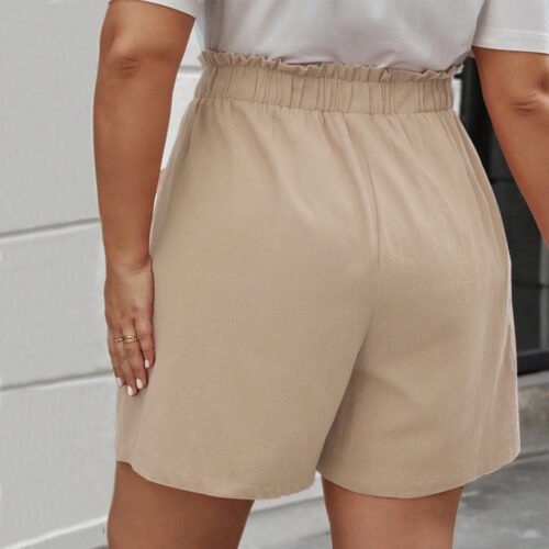 Plus Size Wide-Leg Drawstring Cargo Shorts – Korean Style