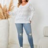 Chic Hollow-Out V-Neck Pullover Sweater – Plus Size Edition