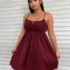 Plus Size Cinched Sleeveless Strap Mini Casual Dress for Spring Summer
