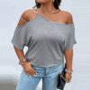 One Shoulder Cold Shoulder Plus Size Top