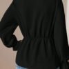 Black Knit Lantern Sleeve Slim Fit Retro Top