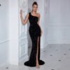 One‑Shoulder Sequin Slit Evening Dress – Luxury High‑End Formalwear