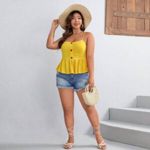 Ruffled Off-Shoulder Camisole Mini Dress – Sexy Waist Trimming Summer Look