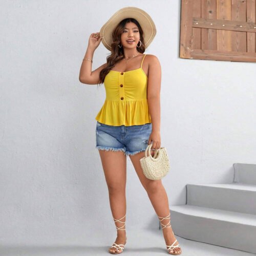 Ruffled Off-Shoulder Camisole Mini Dress – Sexy Waist Trimming Summer Look