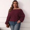 Sexy Off-Shoulder Asymmetric Plus Size Batwing Top