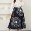 Retro Plus Size High Waist Printed Office Sheath Skirt