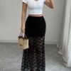 Sexy Plus Size Slim Fit Lace See-Through Skirt