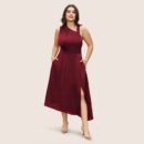 Plus Size Sexy Off-Shoulder Satin Red Party Dress
