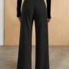 High Waist Straight Pants with Metallic Belt – Premium Draped Workwear
