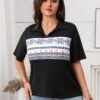 Casual Printed Polo Collar T-Shirt for Women