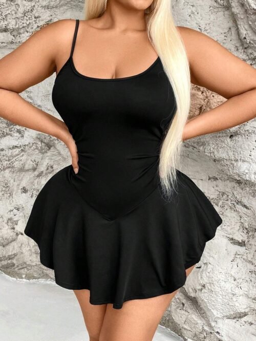 Plus Size Sexy Sling Mini Dress Slimming Summer Style