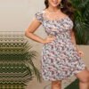 Plus Size Summer Printed A-Line Mini Holiday Dress for Women