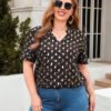 Plus Size V-Neck Loose Fit Office & Casual T-Shirt