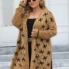 Thick Jacquard Plus Size Woven Coat Cardigan for Winter Warmth