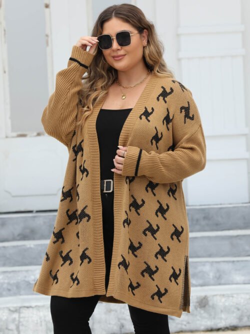 Thick Jacquard Plus Size Woven Coat Cardigan for Winter Warmth