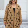 Thick Jacquard Plus Size Woven Coat Cardigan for Winter Warmth