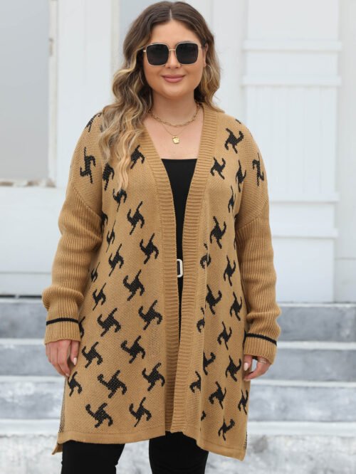 Thick Jacquard Plus Size Woven Coat Cardigan for Winter Warmth