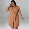 Plus Size Solid Color Shirt Dress – Effortless Autumn Style