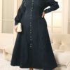 Plus Size Winter Swing Coat with Open Front & Elegant Drape