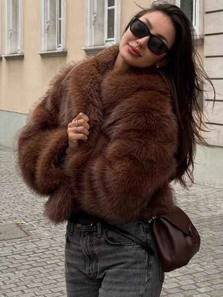 Thickened Plush Faux Fur Winter Coat – Warm Luxury Fall Outerwear