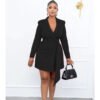 Plus Size Autumn Office Lace-Up Suit Dress