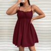 Plus Size Cinched Sleeveless Strap Mini Casual Dress for Spring Summer