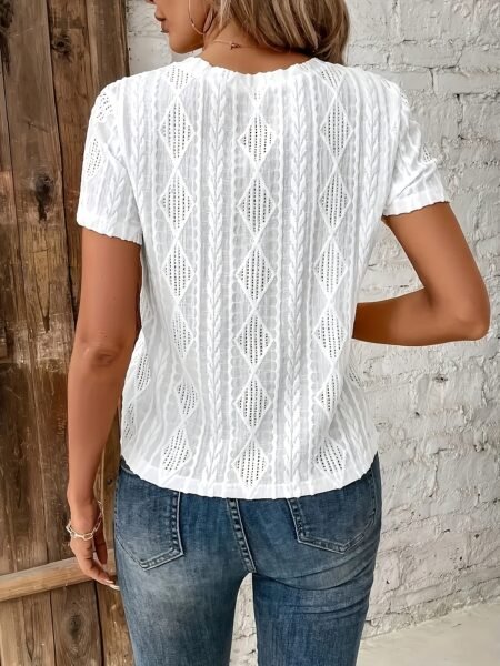Summer Casual Hollow Out Jacquard Plus Size Top