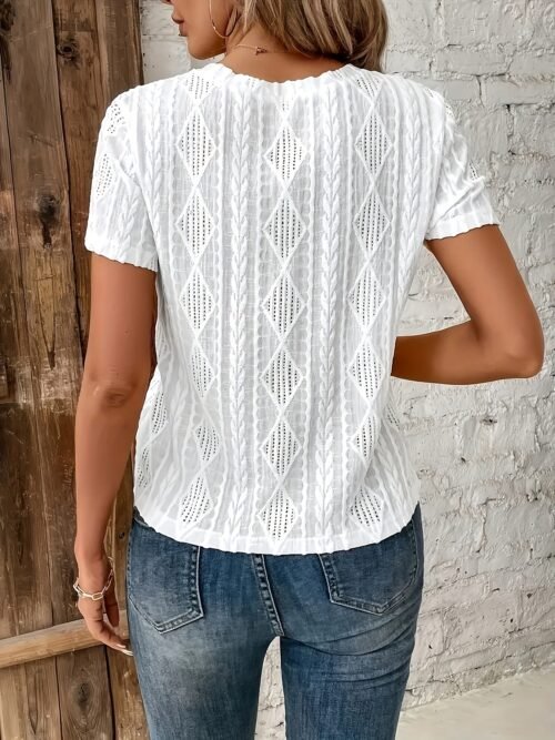 Summer Casual Hollow Out Jacquard Plus Size Top