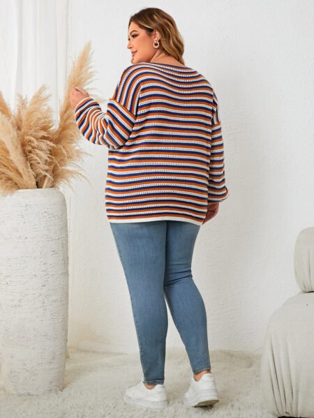 Plus Size Striped Loose Fit Pullover Top – Comfy Casual Everyday Wear