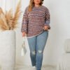 Plus Size Striped Loose Fit Pullover Top – Comfy Casual Everyday Wear