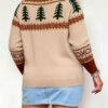 Holiday Plus Size Christmas Tree Brocade Hoodie Sweater