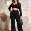 Plus Size Stretch Flared Pants – Autumn Winter Casual Style