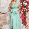 Plus Size Elegant Sequin Mesh One-Shoulder Evening Dress