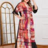 PLUS SIZE PRINTED CONTRAST POCKET DRESS