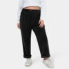 Plus Size Retro High Waist Black Jeans – Straight Wide Leg