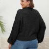 Cropped Half Turtleneck Lantern Sleeve Knit Sweater