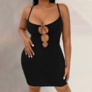 Plus Size Sexy Cutout Strap Slim Fit Mini Dress