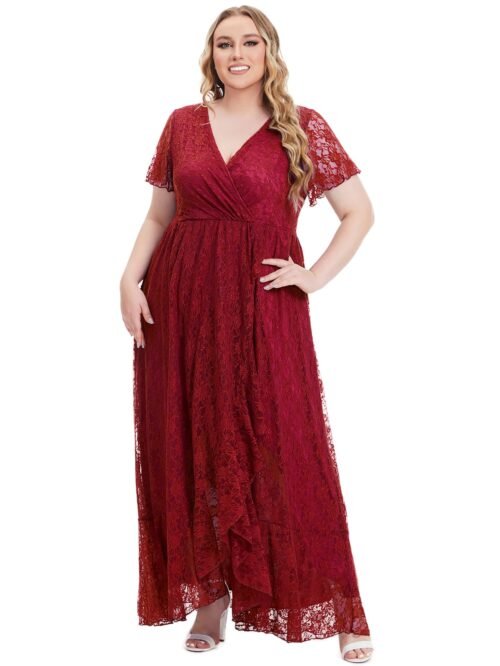 Plus Size Elegant Lace Bridesmaid Evening Dress