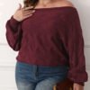 Sexy Off-Shoulder Asymmetric Plus Size Batwing Top