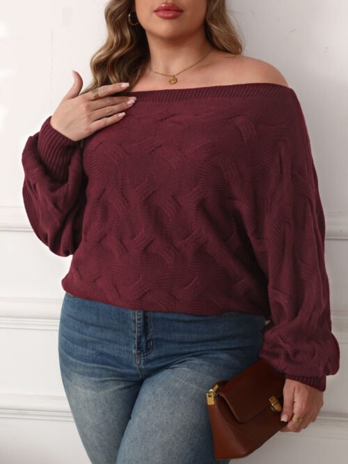 Sexy Off-Shoulder Asymmetric Plus Size Batwing Top
