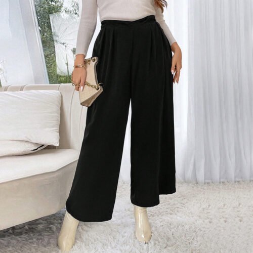 Plus Size High Waist Wide Leg Graceful Casual Pants