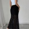 Sexy Plus Size Slim Fit Lace See-Through Skirt