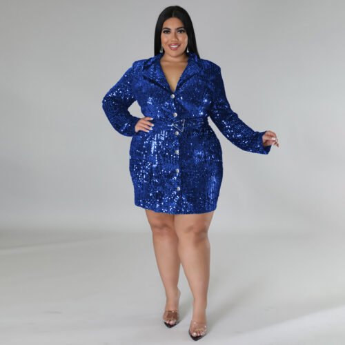 Plus Size Sequin Blazer Dress – Statement Evening Style