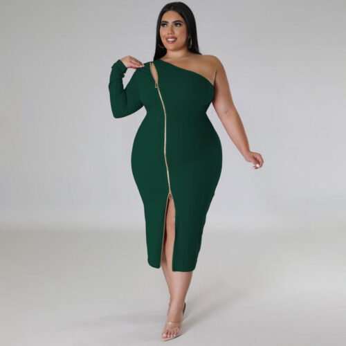 Plus Size Front Slit Dress with Flattering Elegant Fit