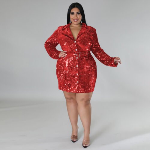 Plus Size Sequin Blazer Dress – Statement Evening Style