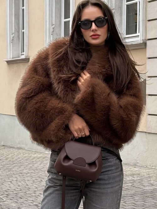 Thickened Plush Faux Fur Winter Coat – Warm Luxury Fall Outerwear