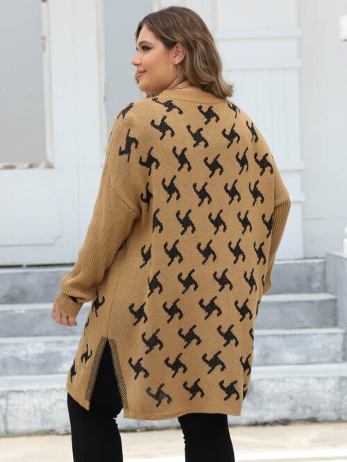 Thick Jacquard Plus Size Woven Coat Cardigan for Winter Warmth