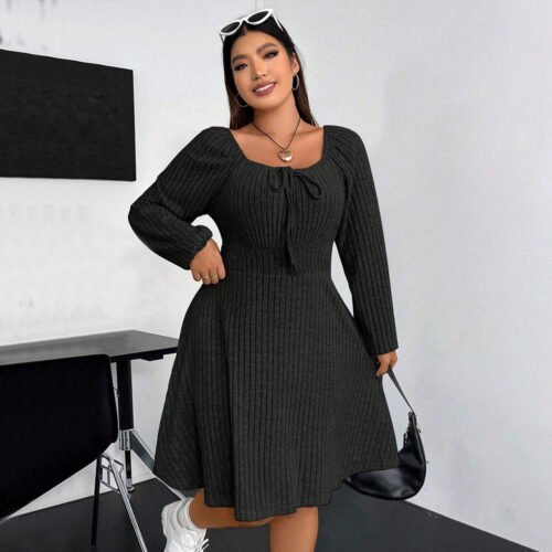 Plus Size Square Collar Dress